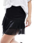 Фото #8 товара Mango mixed hem mini skirt in black