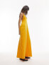 Topshop wide rib chuck on jersey maxi dress in saffron