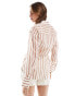 Mango tie front stripe shirt in light brown