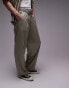 Topman baggy leg with elasticated tie waist jogger in khaki