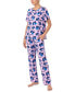 Фото #3 товара Women's 2-Pc. Short-Sleeve Floral Pajamas Set