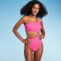Фото #1 товара Women's Ribbed One Shoulder Cut Out One Piece Swimsuit - Shade & Shore Hot Pink