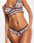 Lost Ink printed dobby mesh thong in pink and black