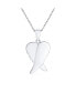 ფოტო #3 პროდუქტის Romantic Love Gemstone Created White Opal Inlay Spiritual Guardian Angel Wings Feather Necklace Pendant For Women Girlfriend .925 Sterling Silver