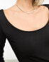 Фото #6 товара Weekday Tea fine jersey long sleeve top with scoop neck in black