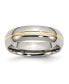 Фото #1 товара Titanium Polished Yellow IP-plated Grooved Wedding Band Ring