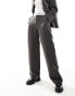 Фото #2 товара 4th & Reckless tailored contrast waist band straight leg trousers co-ord in dark grey