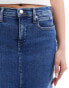 Calvin Klein Jeans front split midi denim skirt in mid wash