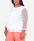 Plus Size Neptune Beach Popcorn Mesh Top with Necklace