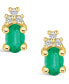 ფოტო #5 პროდუქტის Emerald (1 Ct. t.w.) and Diamond (1/10 Ct. t.w.) Stud Earrings