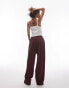 Topshop acid wash wide leg jogger in burgundy