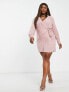 Фото #4 товара ASOS DESIGN Curve collared wrap mini dress in pink