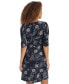 Women's Floral-Print Ruched-Sleeve Dress