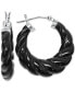 ფოტო #1 პროდუქტის Black Agate Twist Small Hoop Earrings in Sterling Silver