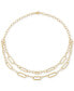 ფოტო #3 პროდუქტის Polished Paperclip & Round Link 17" Layered Necklace in 14k Gold