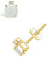 ფოტო #2 პროდუქტის Opal (1/3 ct. t.w.) and Diamond Accent Stud Earrings in 14K Yellow Gold