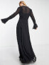 Reclaimed Vintage button front maxi tea dress with lace in black