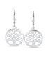 Oval Round Disc Natures Loving Family Wishing Tree of Life Dangle Stud Earrings For Women Sterling Silver Lever back