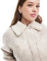 ASOS DESIGN top collar shearling jacket in stone