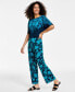 Фото #3 товара Широкие брюки с цветочным узором Elena JM Collection Petite, созданные для Macy's