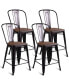 Фото #1 товара Copper Set of 4 Metal Wood Counter Stool Kitchen Bar Chairs