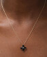 ფოტო #2 პროდუქტის Onyx & Diamond Accent Quatrefoil 17" Pendant Necklace in 14k Gold