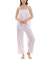 Фото #1 товара Women's 2-Pc. Satin Lace-Trim Pajamas Set