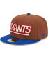 ფოტო #3 პროდუქტის Men's Brown, Royal New York Giants Harvest 75th Anniversary 59FIFTY Fitted Hat