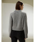 Women's Ribbed Collar and Hemline Wool Cashmere Sweater for Women
