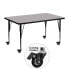Mobile 30''W X 48''L Rectangular Grey Thermal Laminate Activity Table - Height Adjustable Short Legs