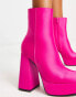Фото #6 товара New Look satin platform heeled boots in pink