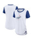 ფოტო #1 პროდუქტის Women's White Los Angeles Dodgers Hipster Swoosh Cinched Tri-Blend Performance Fashion T-shirt