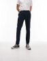 Topman skinny smart trousers with elasticated waistband in navy