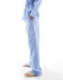 Mango straight leg tie waist striped co-ord trousers in blue