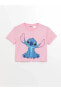 XSIDE Bisiklet Yaka Lilo & Stitch Baskılı Kısa Kollu Kadın Crop L C M WAIKINAİ