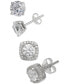 ფოტო #1 პროდუქტის 2-Pc. Set Cubic Zirconia Stud Earrings in Sterling Silver, Created for Macy's