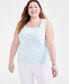 Фото #1 товара Plus Size Cotton Square-Neck Tank Top, Created for Macy's