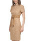 Фото #3 товара Women's Tweed Belted Sheath Dress