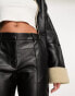 Vila leather look cropped tapered trousers in black