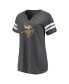 Women's Charcoal Distressed Minnesota Vikings Plus Size Logo Notch Neck Raglan Sleeve T-shirt