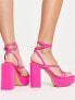 Фото #4 товара Stradivarius strappy heeled platform in hot pink