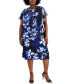 Фото #1 товара Plus Size Printed Blouson Midi Dress