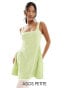 ASOS DESIGN Petite seamed mini tennis sundress in lime