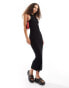 Фото #1 товара COLLUSION slash neck ribbed maxi dress in black