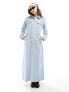 Фото #7 товара Vero Moda long sleeve denim buttondown maxi dress in blue denim