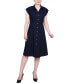 Фото #1 товара Petite Sleeveless Button Front Linen Dress