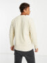 Selected Homme waffle crew neck sweat in cream