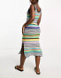 Roxy Sunshine Bouquet knit beach summer dress in multi stripe