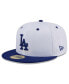 Фото #2 товара Men's White Los Angeles Dodgers Throwback Mesh 59fifty Fitted Hat