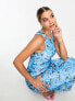 Фото #1 товара Something New X Flamefaire mesh sleeveless maxi dress co-ord in blue tie dye